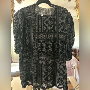 Johnny Was Black Velvet Top Sz XL